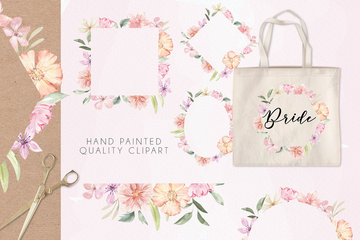 Watercolour Flew Flowers Wreaths Set, an Object Graphic by Bloomella (Photo 5 of 8)