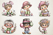 Whimsical Easter Boys Clipart Bundle, an Illustration by RobertsArt (Thumbnail 5 of 6)
