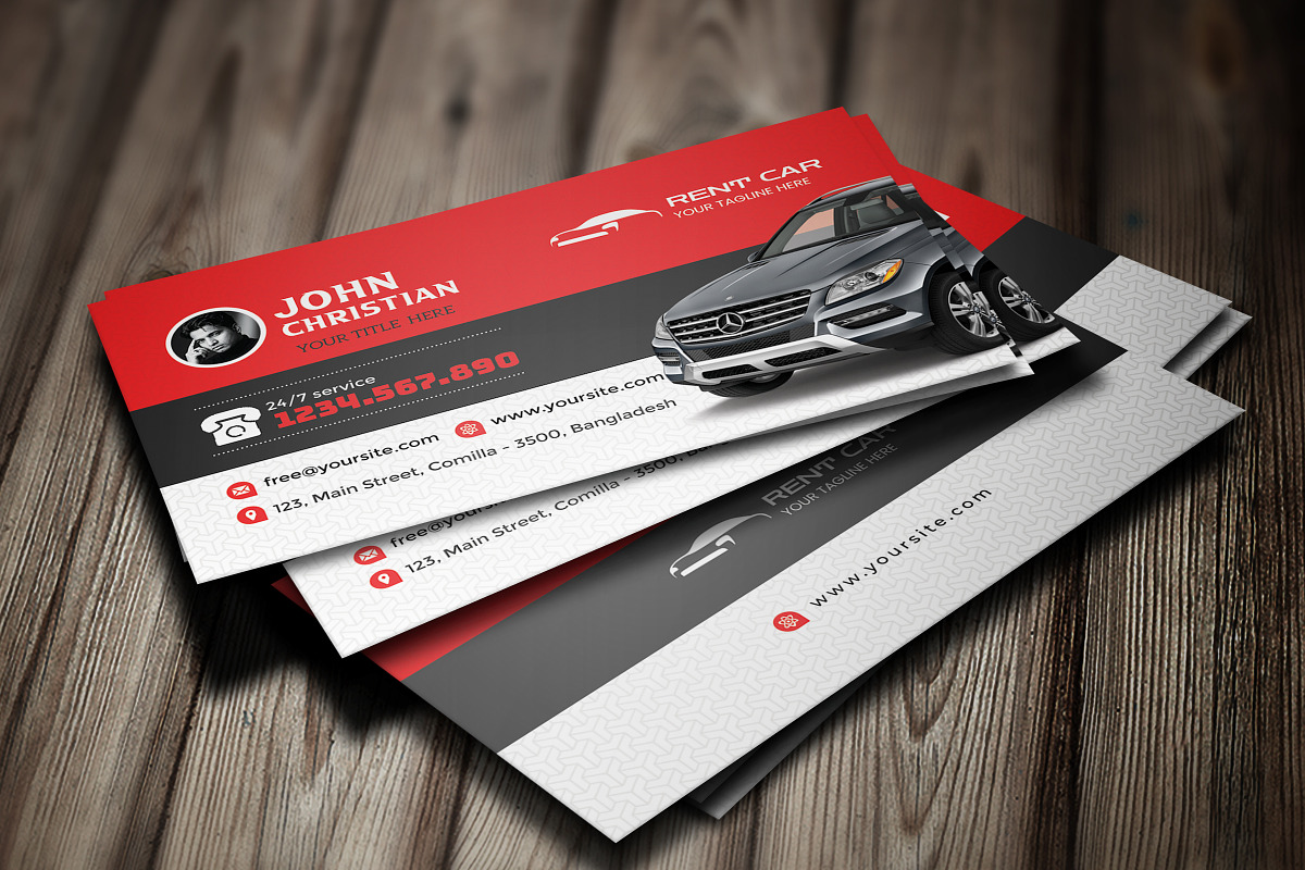 Rent A Car Business Card, a Business Card Template by GreenPixi (Photo 3 of 3)