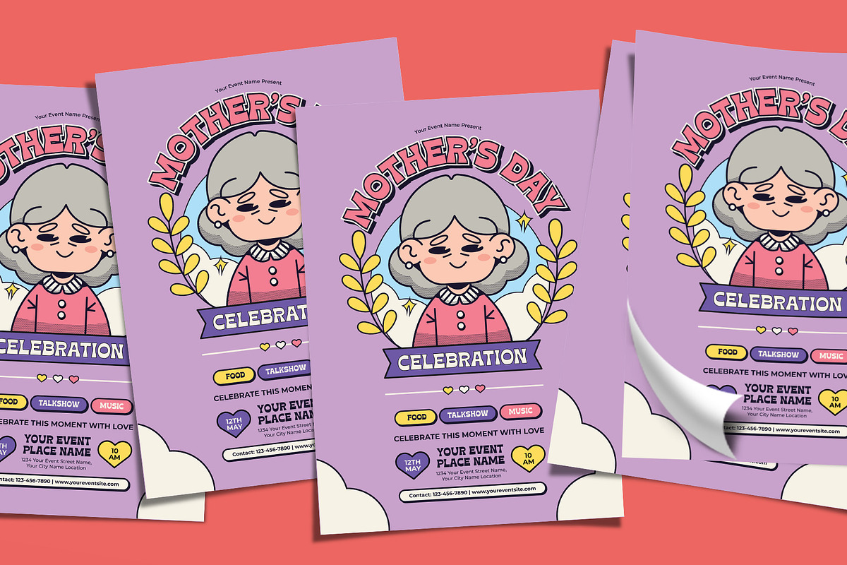 Retro Mother's Day Celebration Flyer, a Flyer Template by Tiptop Graphic (Photo 4 of 5)