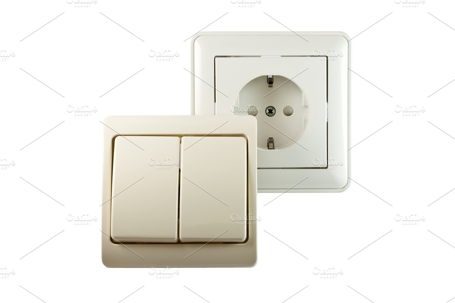 Switch and socket containing switch, socket, and wall, a Technology Photo by Leonid Andronov