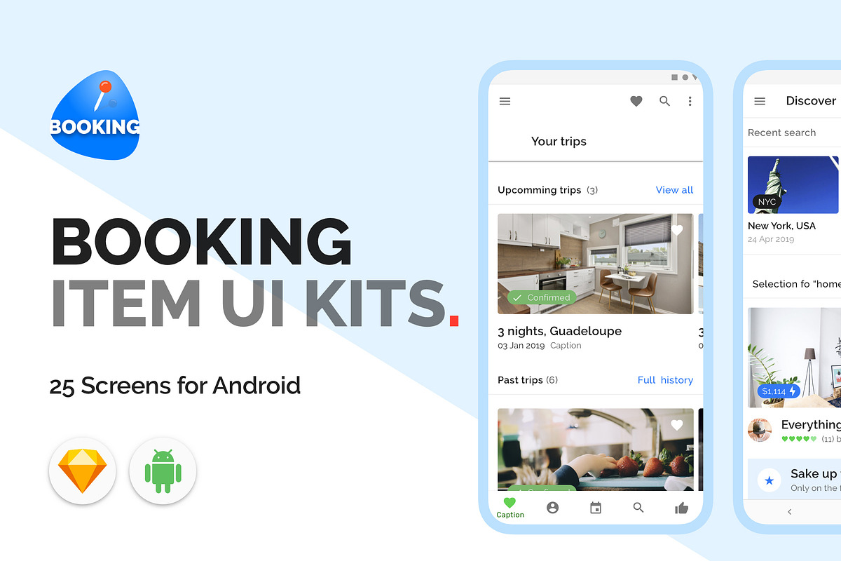 Booking item UI kits, an UI Kit Template by App for Mobile & Website