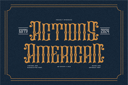Actions American - Vintage Font, a Blackletter Font by QR Design Studio
