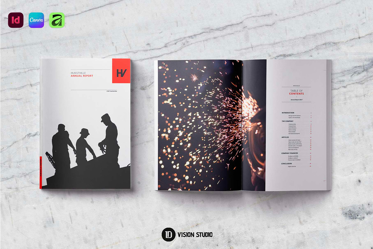 Annual Report InDesign Canva, a Brochure Template by ID Vision Studio (Photo 6 of 17)