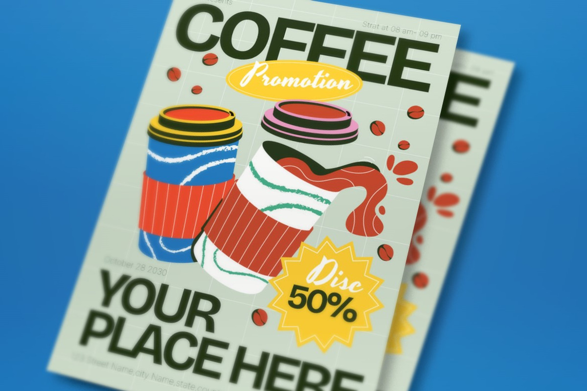 Green Coffee Shop Promo Flyer Set, a Flyer Template by graphicook (Photo 2 of 3)