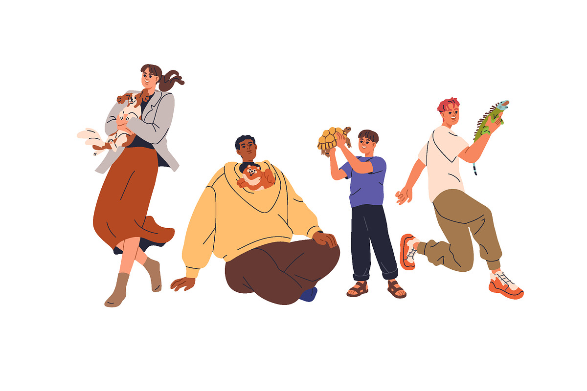 Happy people with cute pets, animals, an Animal Illustration by Good Studio (Photo 7 of 10)