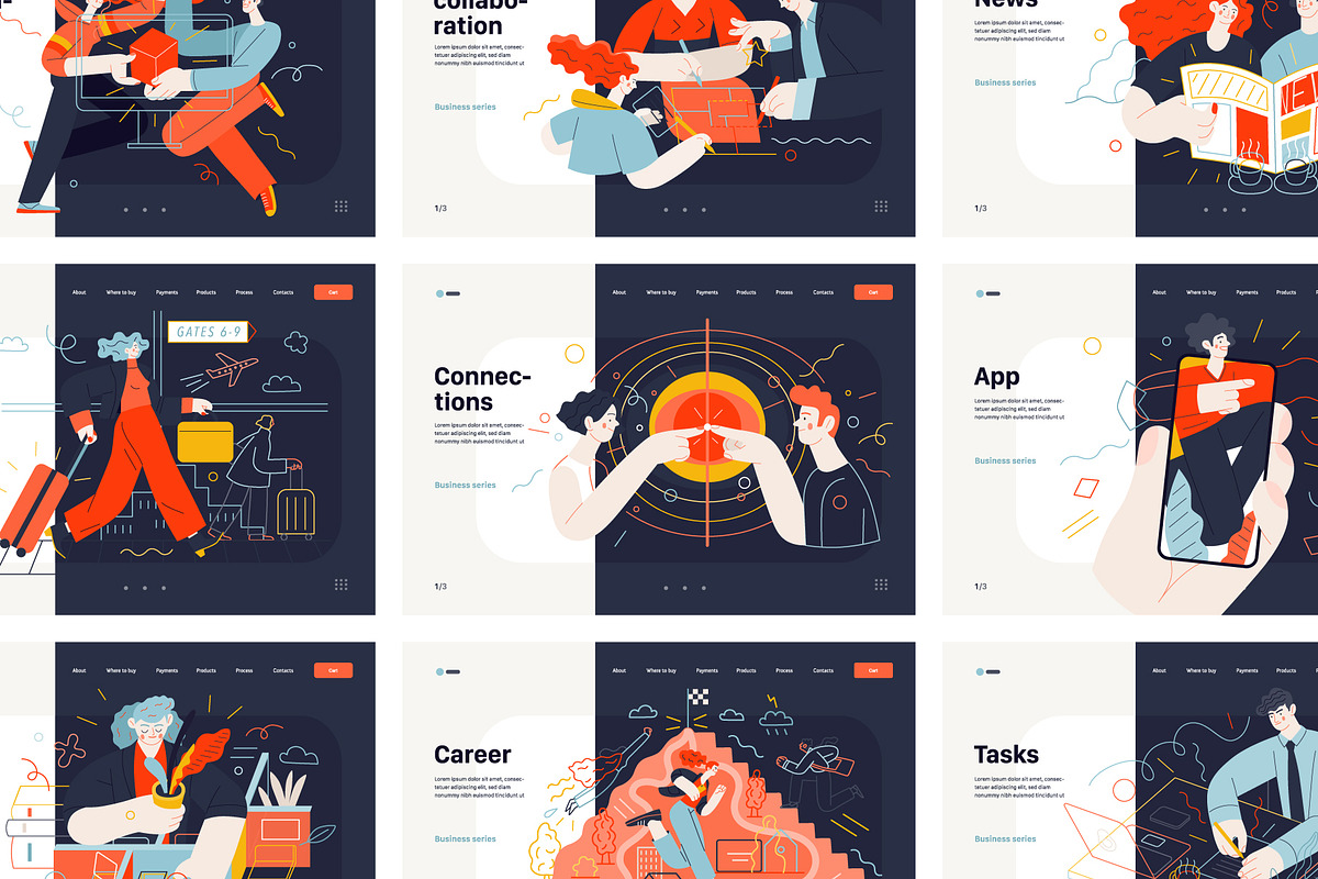 Company, flat web illustrations, a Templates & Theme by Grivina's shop (Photo 19 of 27)