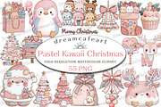 Pastel Kawaii Christmas Clipart, an Illustration by DreamCafeArt (Thumbnail 1 of 8)