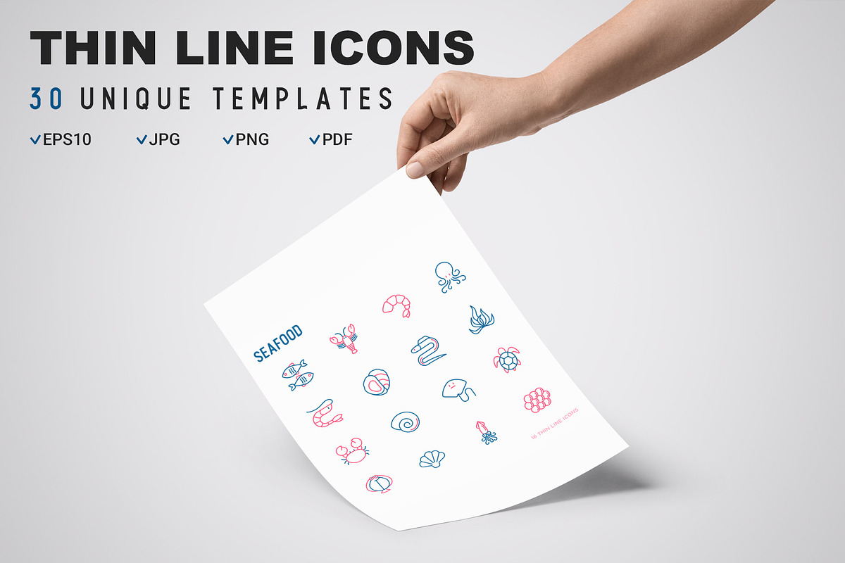 Seafood Icons Set | Concept, an Outline Icon by Alex Blogoodf (Photo 2 of 12)