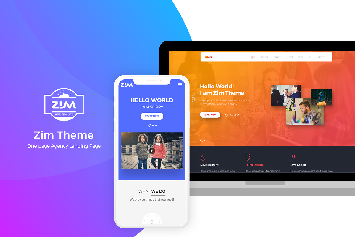 Zim One Page HTML, a HTML Template by Hervat (Photo 1 of 3)