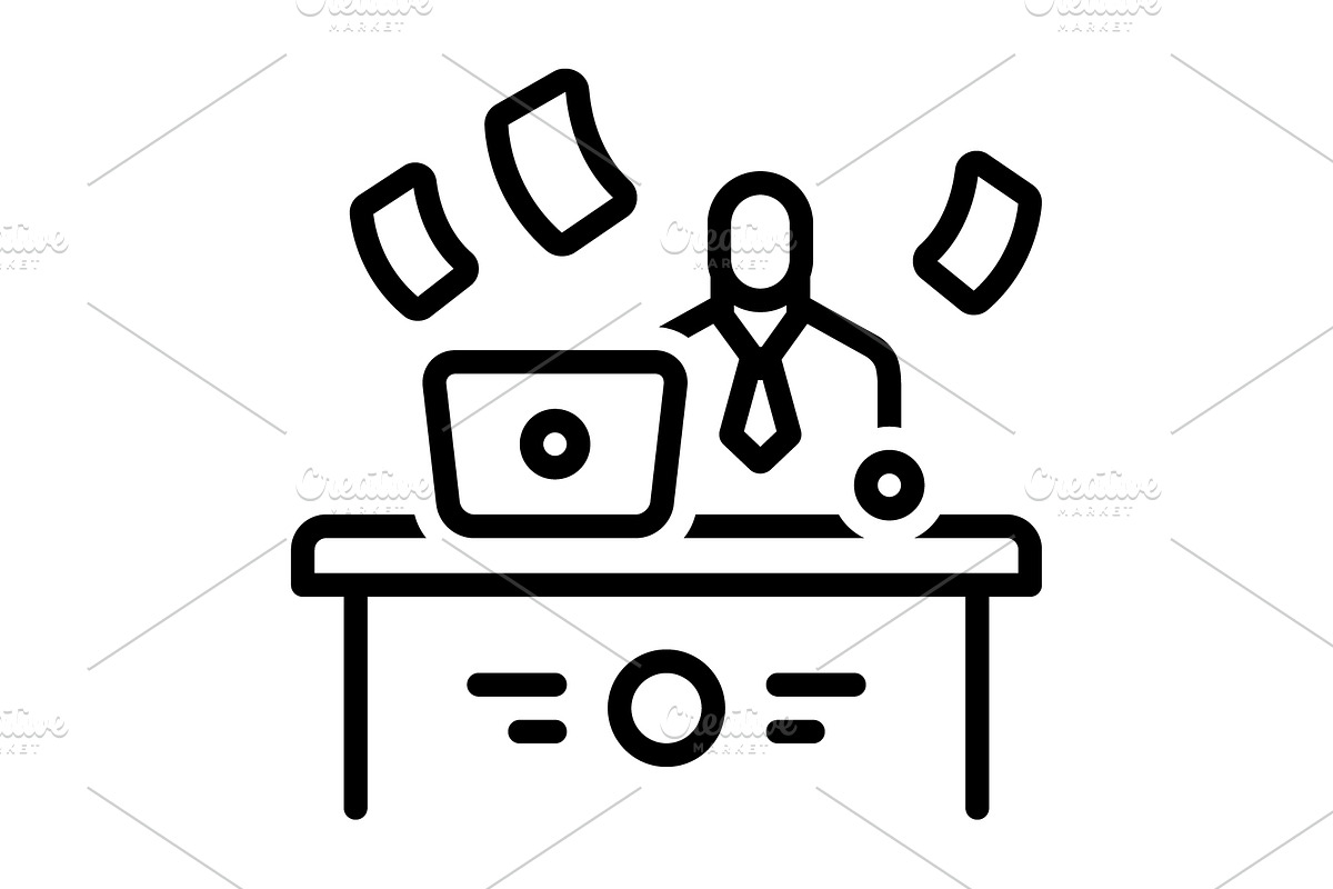 Worked office black icon, an Outline Icon by Creative priyanka