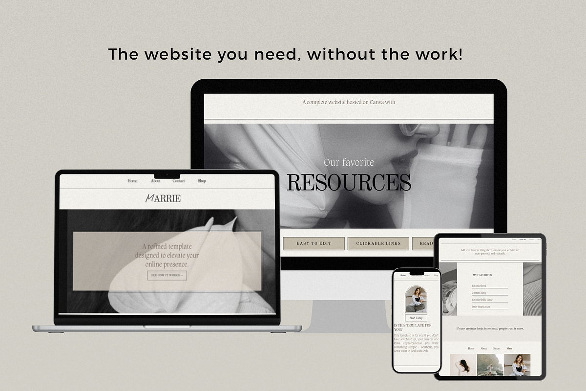 4Page Minimal Canva Website Template, a Landing Page Template by Marcia B Studio (Photo 2 of 7)