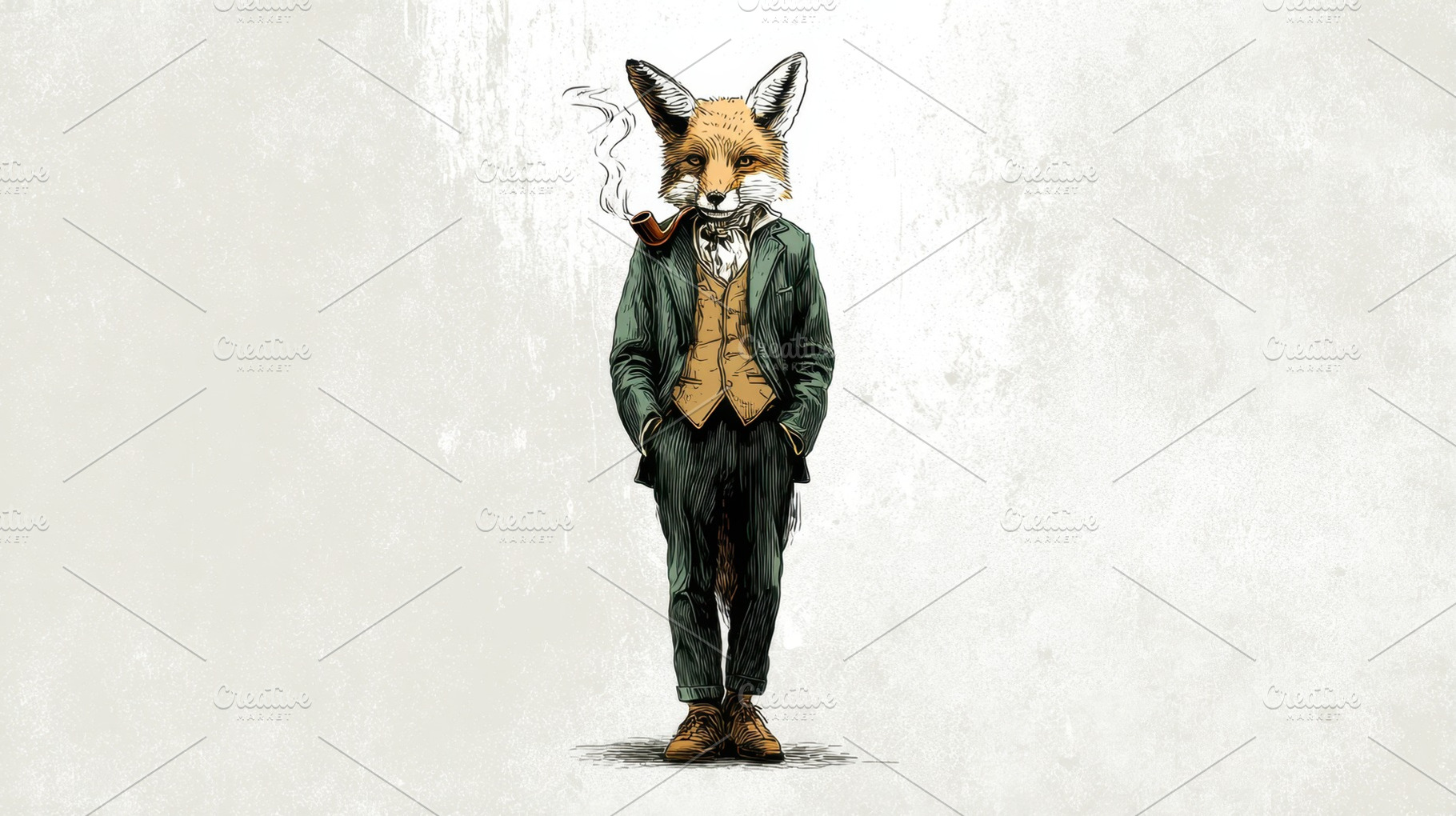 Fox dressed in suit and smoking pipe, a Photo by Beautiful things