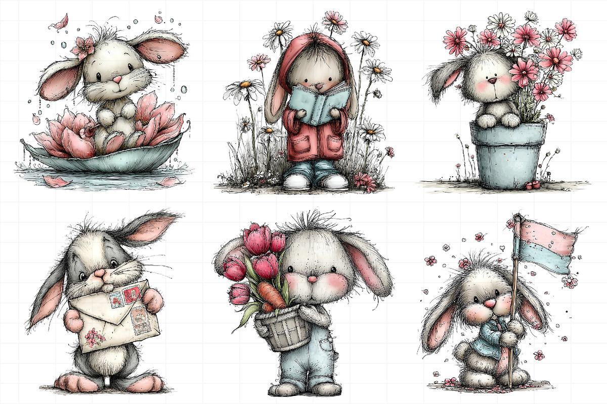 Watercolor Spring Bunny Clipart, an Illustration by Daily.Designs (Photo 6 of 7)
