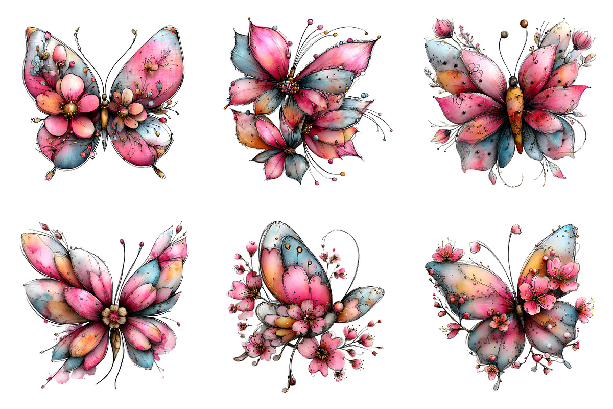 Whimsical spring Butterfly Clipart, an Illustration by SinaCreation (Photo 3 of 11)