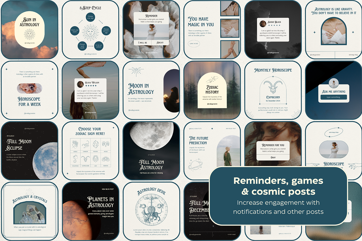 Astrologer Instagram Template Canva, a Social Media Template by Eden Origin Studio (Photo 7 of 8)