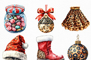 Leopard Print Christmas ClipArt's, an Illustration by Craft Nest (Thumbnail 2 of 6)