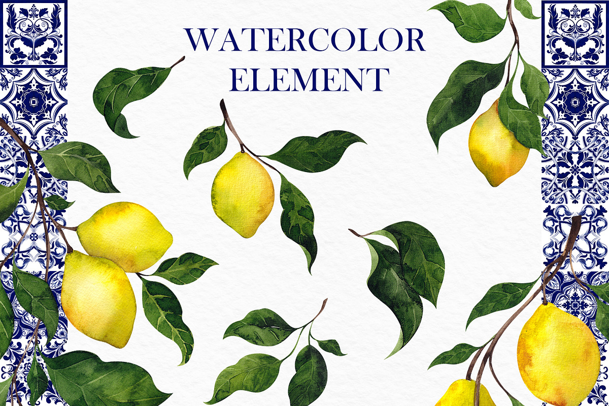 Azulejo. Watercolor Graphic, an Object Illustration by ma_i_vi (Photo 7 of 9)