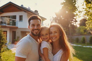 Family celebrates their new home, a Photo by Pavel_design