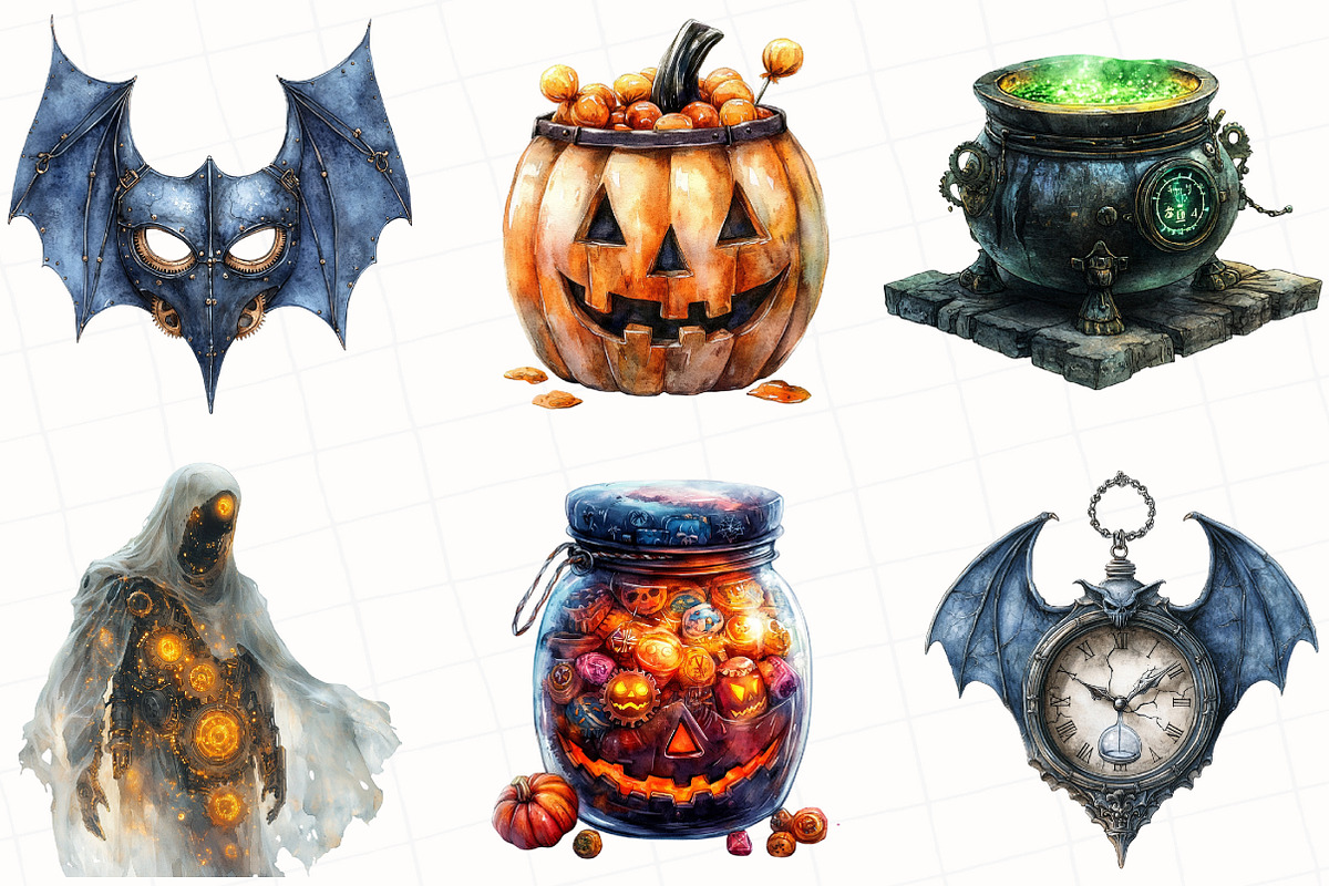 Steampunk Halloween Clipart, an Illustration by OK Design (Photo 5 of 5)