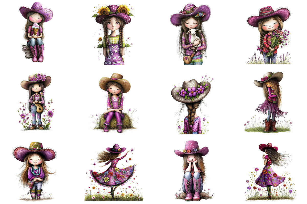 Whimsical Summer Western Girl Clipar, an Illustration by designcity5 (Photo 4 of 5)