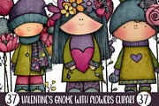 Valentine's Gnome with Flowers, an Illustration by Designking (Thumbnail 1 of 5)