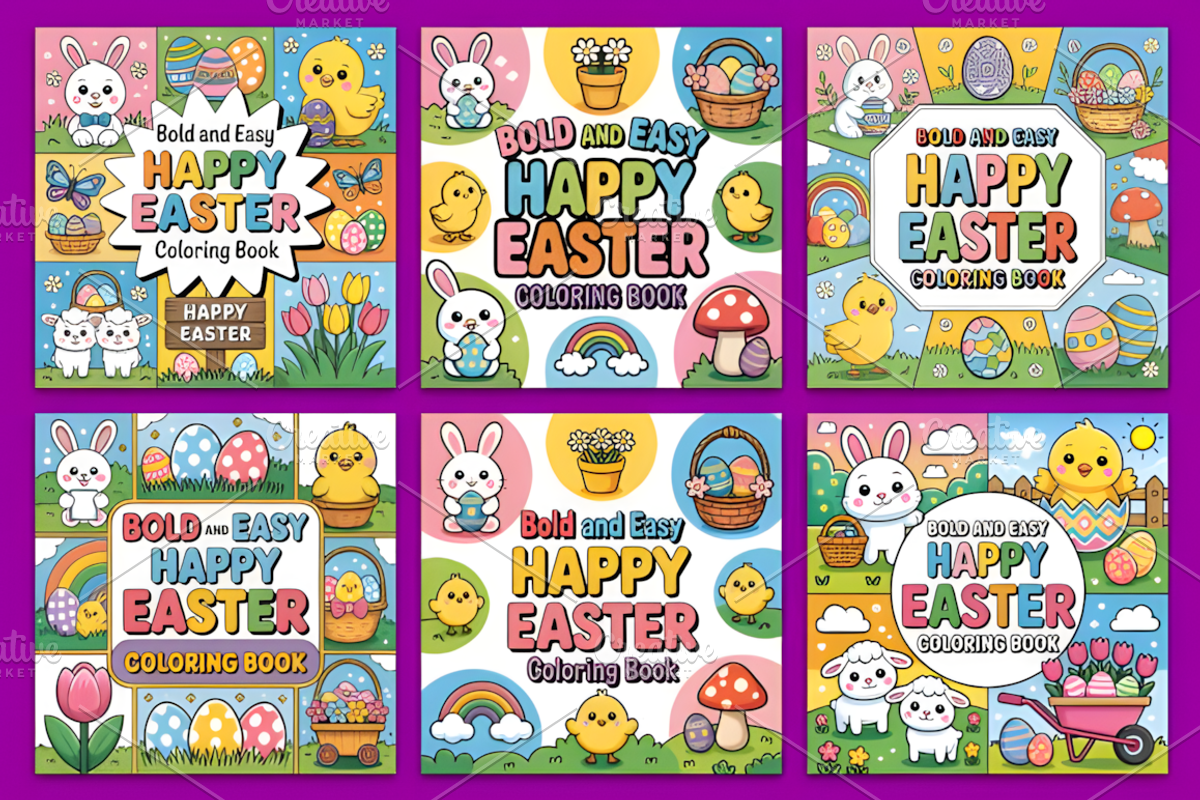 Happy Easter Coloring Pages, a Seasonal Illustration by Design Station (Photo 4 of 4)