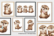 15 Bundle Watercolor Otter Cute, an Animal Illustration by Morspective (Thumbnail 4 of 8)