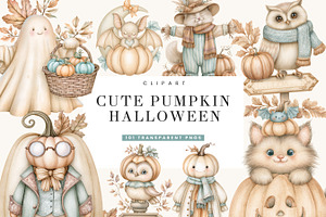 Cute Halloween Pumpkin PNG Clipart, a Seasonal Illustration by BusyDaydesign