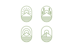 mountain outdoor icon set line logo, an Outline Icon by devastd