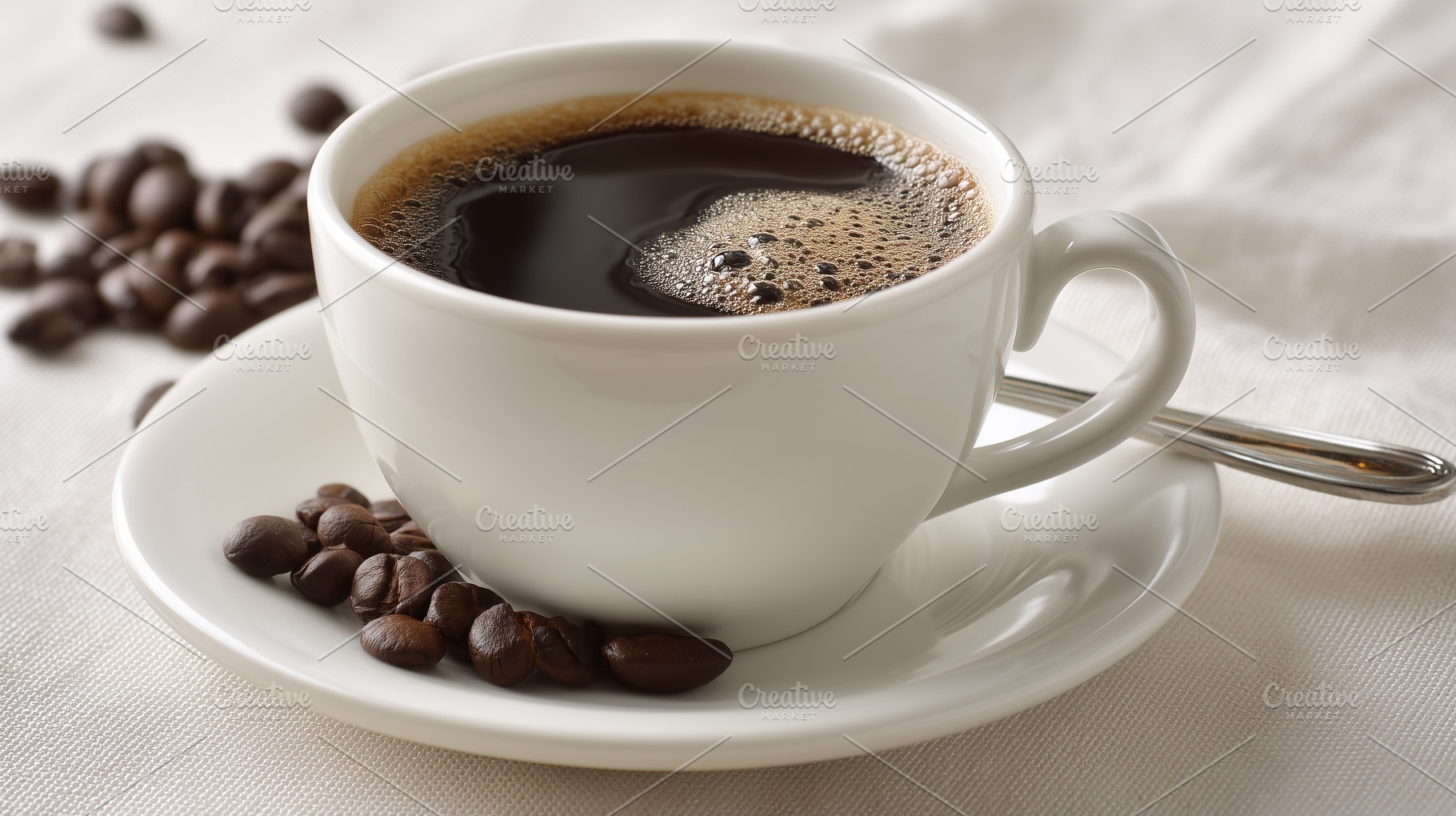 White cup with freshly brewed coffee, a Food & Drink Photo by MistyDay