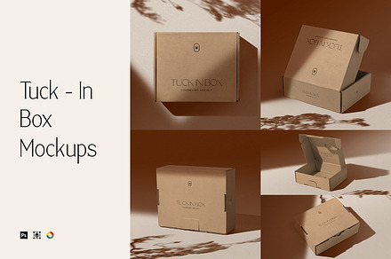 Cardboard Tuck In Box Mockups