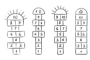Hopscotch game drawn with chalk on, a Sport Illustration by YuliiaOsadcha