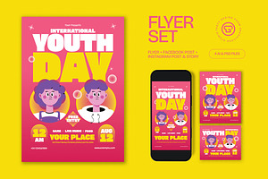Red Bold Youth Day Flyer Set, a Flyer Template by graphicook