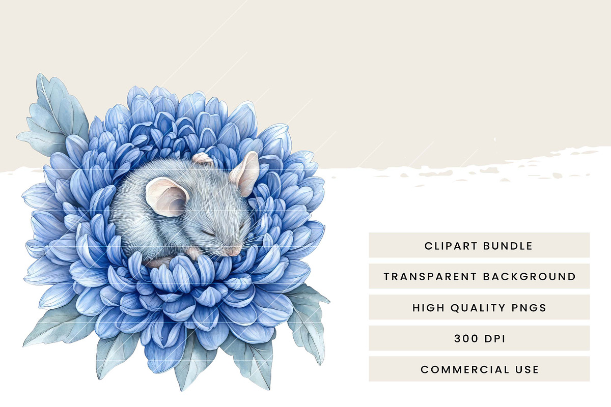 Mice in a Flower Clipart Bundle, an Animal Illustration by Design Scotch (Photo 7 of 8)