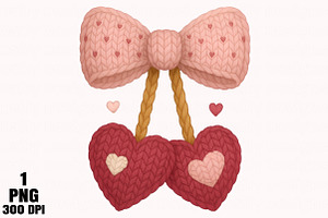 Crochet Valentine Cherry PNG, an Illustration by Daily.Designs
