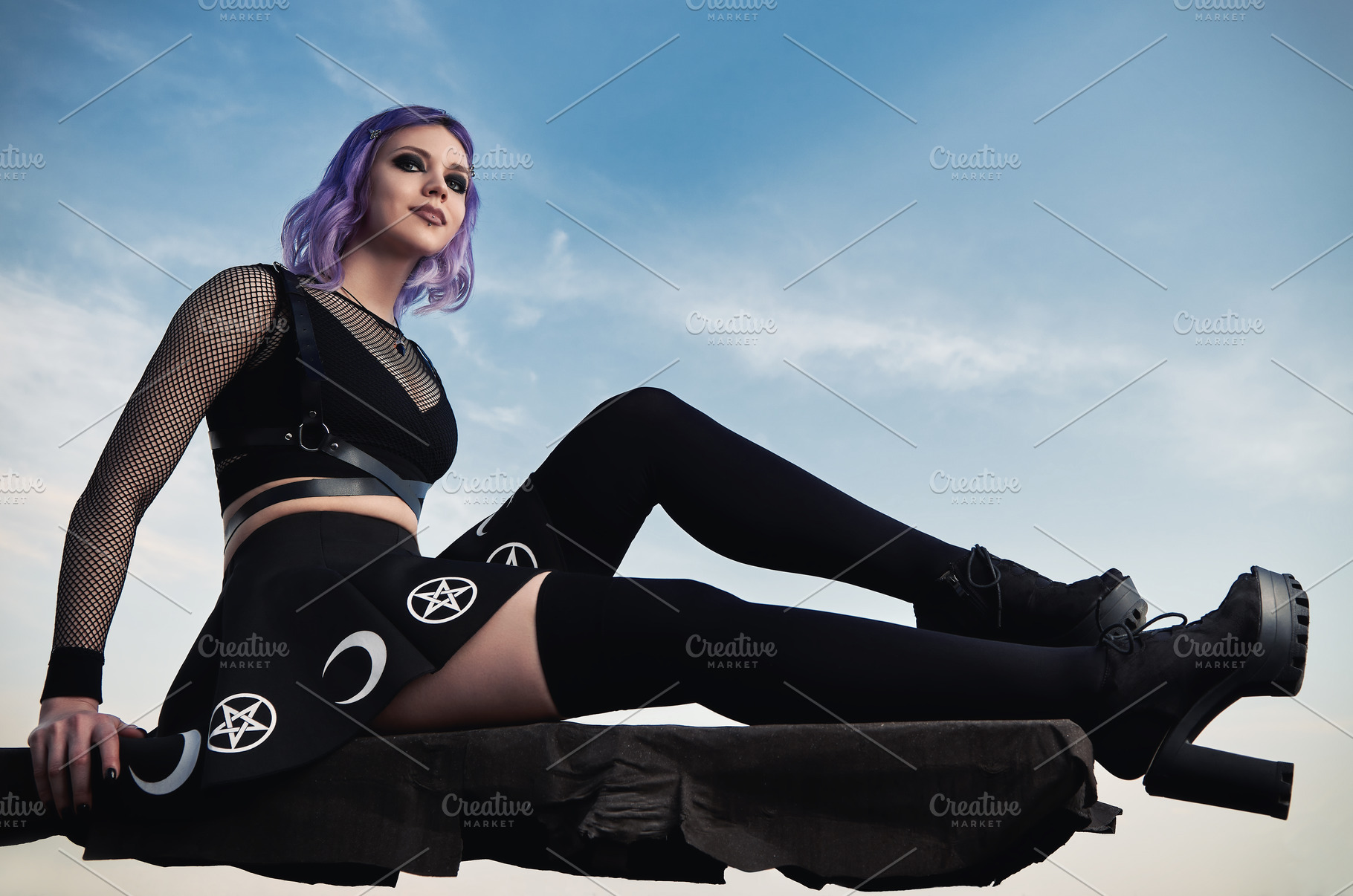 Pastel goth girl with violet hair featuring girl, woman, and goth, a Person Photo by Jetrel