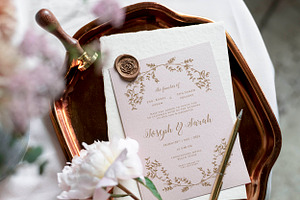 Rose X Gold Wedding Invitation