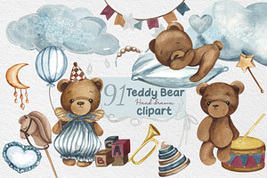 Teddy Bear Clipart Set, an Animal Illustration by HabitusDesigns
