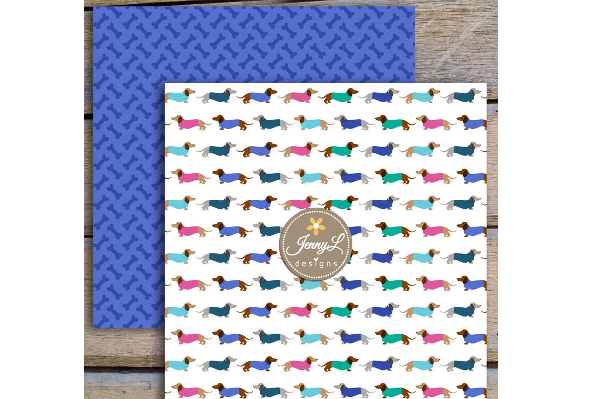 Dachshund Dog Digital Paper Clipart, an Animal Illustration by JennyL Designs (Photo 3 of 6)