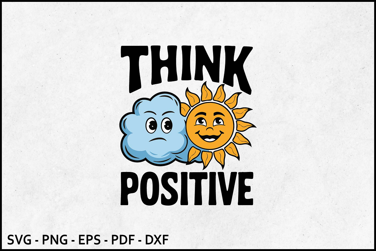 Think Positive Cloud Sun Kids SVG, an Object Graphic by BeeCraftR (Photo 1 of 2)