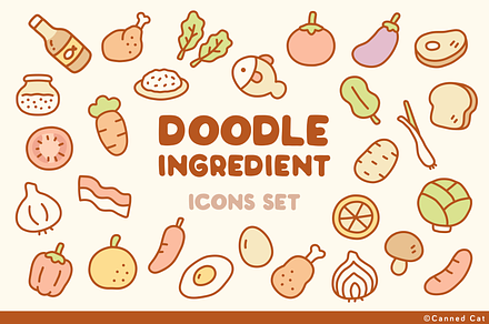 Doodle Ingredient Icons Set, an Emoji Icon by Canned Cat
