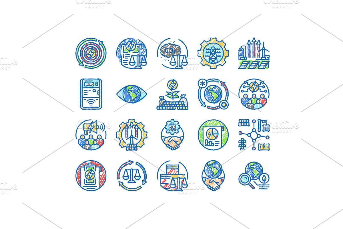 energy policy infrastructure icons, an Object Illustration by pikepicture