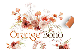 Watercolor Flower - Orange Boho