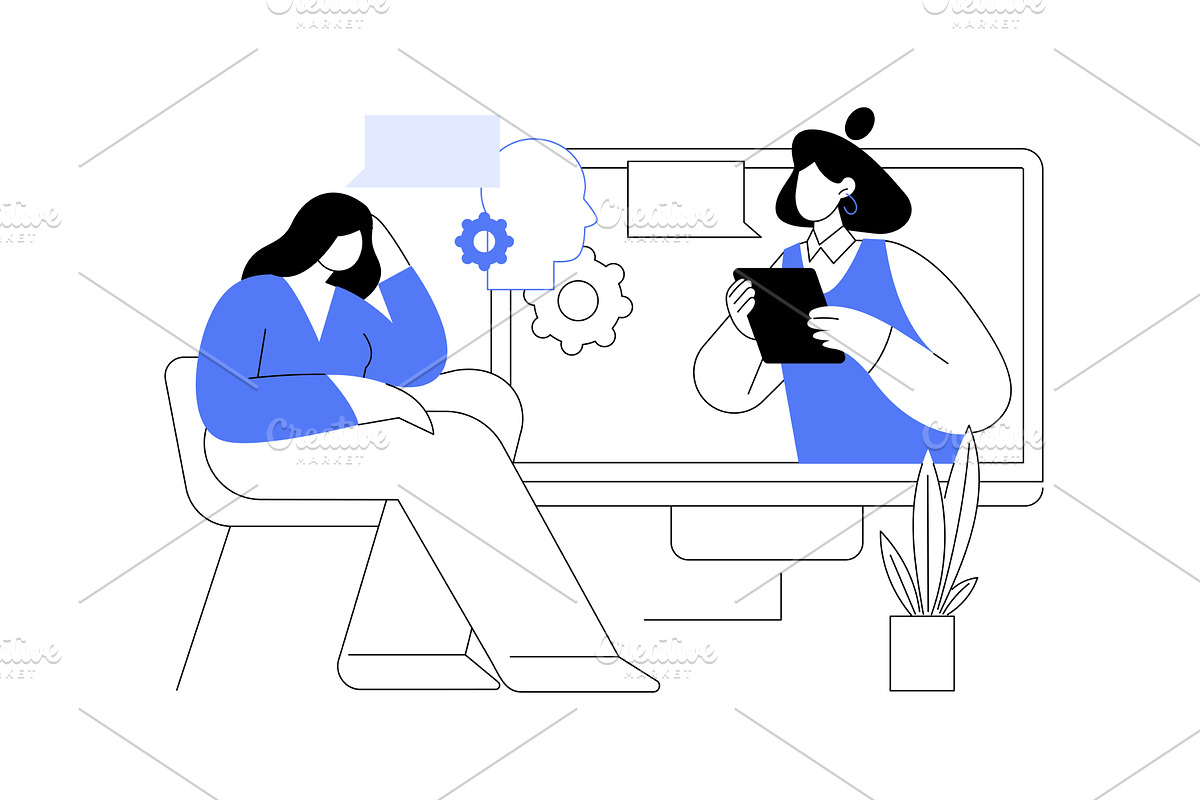 Online consulting isolated cartoon, a Technology Illustration by Visual Generation