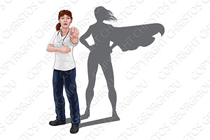 Nurse Doctor Woman Super Hero Shadow, an Illustration by Christos Georghiou