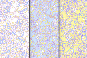 3 Paisley Seamless Patterns