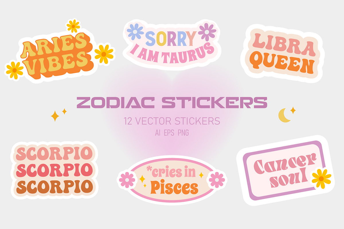 Zodiac sign stickers, an Object Graphic by yabluko_draws (Photo 1 of 3)