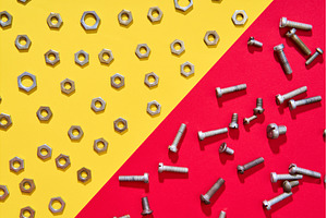 Metal hardware composition on bright, an Industrial Photo by Gladkov photography