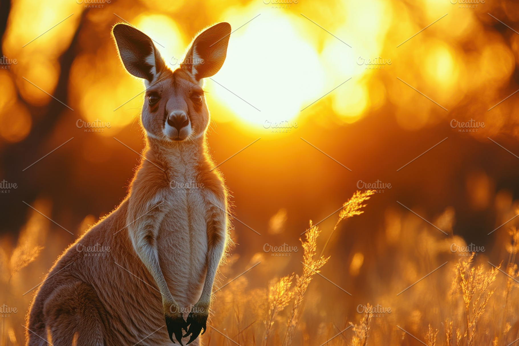 Red Kangaroo Sunset Portrait Austral, a Background Photo by Pixeness